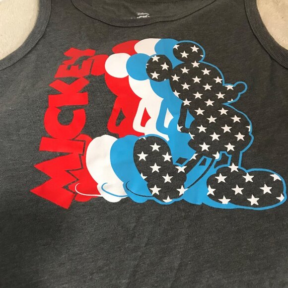 Disney Mickey Mouse Youth Tank Top Unisex Medium Red White Blue Stars Flag - Picture 2 of 5